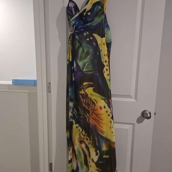 Cache Dresses & Skirts - Colorful Tropical Print One Shoulder Dress
